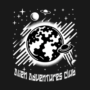 Sci-Fi UFO & Planet Tee Alien Adventures Club - Quirky Extraterrestrial Fun T-Shirt