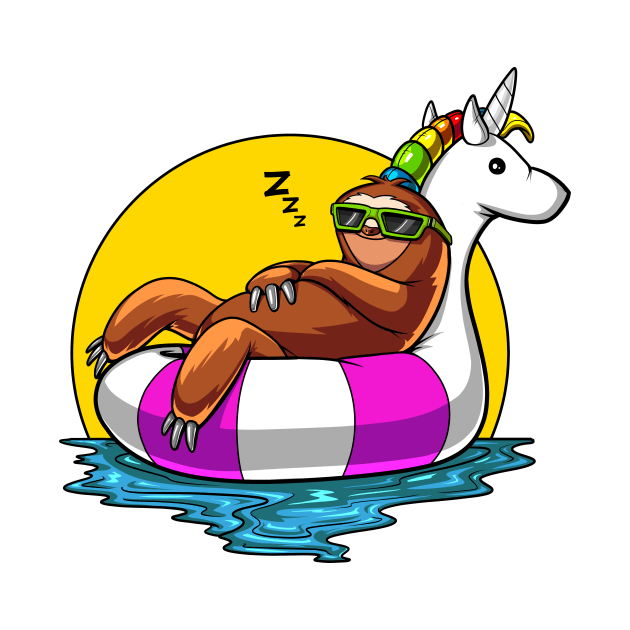 Sloth Riding Unicorn Float by underheaven