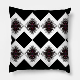 Black Diamond and Rose Pattern Pillow
