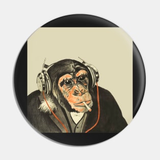 Circus Series Smoking Chimp With headphones Pin