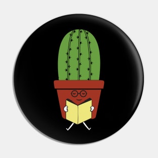 Cute Cactus Reading Books Funny Book Lover Reader Bookworms Pin