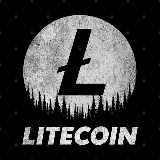 Vintage Litecoin Lite Coin LTC To The Moon Crypto Token Cryptocurrency Wallet Birthday Gift For Men Women Kids by Thingking About