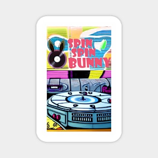 SpinSpinBunny Graffiti Record Player Artwork Magnet