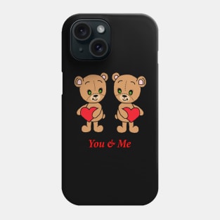 You & Me! Cute baby bears with hearts Phone Case