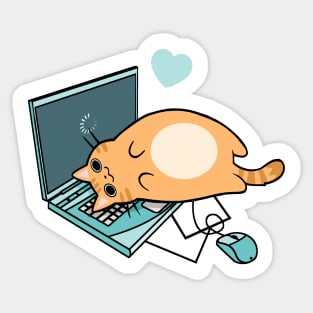 Sticker chat noir • Autocollant ordinateur • love cat