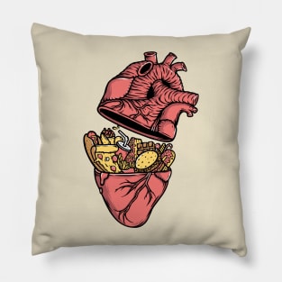 lots of food in the heart Pillow