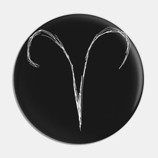 Dark and Gritty Aires Zodiac Sign (white) Pin