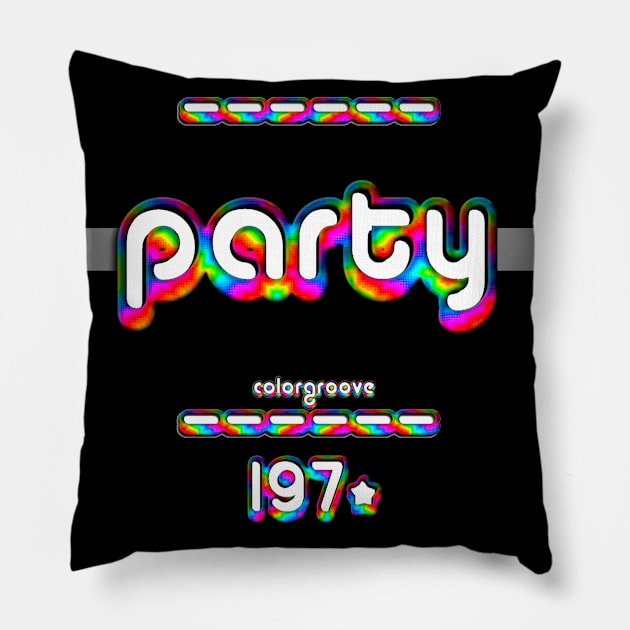 Party 1970 ColorGroove Retro-Rainbow-Tube nostalgia (wf) Pillow by Blackout Design