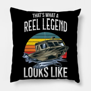 Reel Legend Fishing Boat Fisherman Retro Pillow