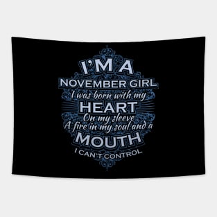 Awesome November Girl T shirt Gift Birthday Tapestry