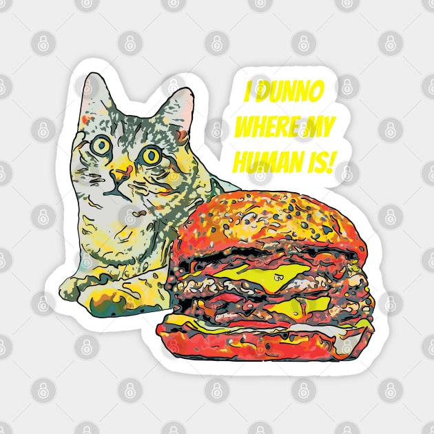 Scary Cat and Burger Magnet by ardp13