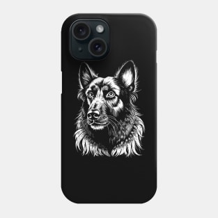 German shepherd dog head drawing black and white Phone Case
