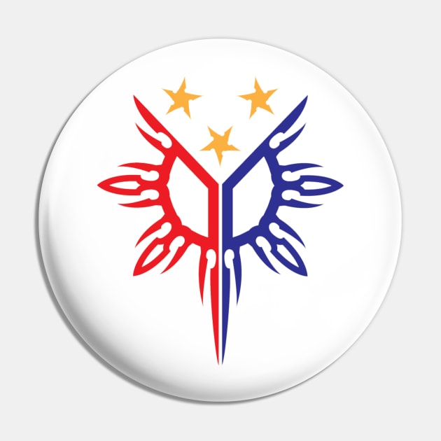 Tribal Philippines Filipino Sun and Stars Flag by AiReal Apparel Pin by airealapparel