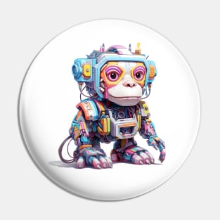 Cartoon monkey robots. T-Shirt, Sticker. Pin