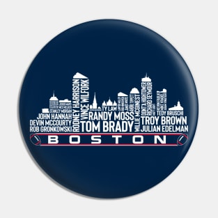 New England Football Team All Time Legends, Boston City Skyline Pin