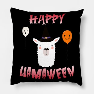 Cool Llama Witch costume halloween Happy Llamaween Pillow