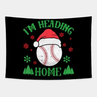 I'm Heading Home Baseball Christmas Snowman Tapestry