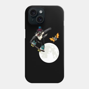 Halloween Skateboarding Wolf over the Moon Bat Phone Case