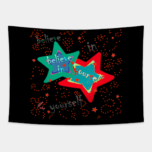 STARS BELIEVE RED Tapestry