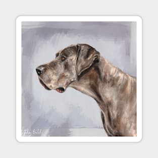 Painting of a Brown Great Dane on a Bright Lilac Background Magnet