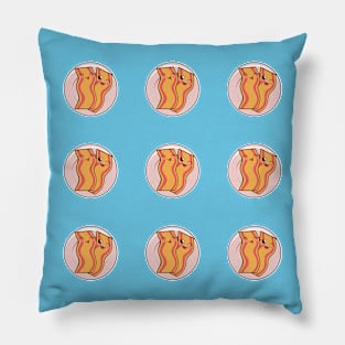 Blue Fried Bacon Pattern Pillow