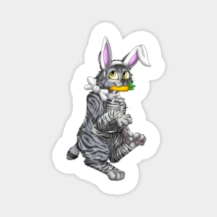 Bobtail BunnyCat: Grey Tabby (White) Magnet