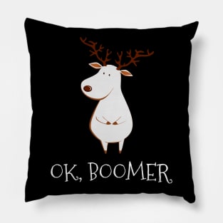 Ok Boomer Meme Deer Albino Ugly Christmas Sweater Gift Pillow