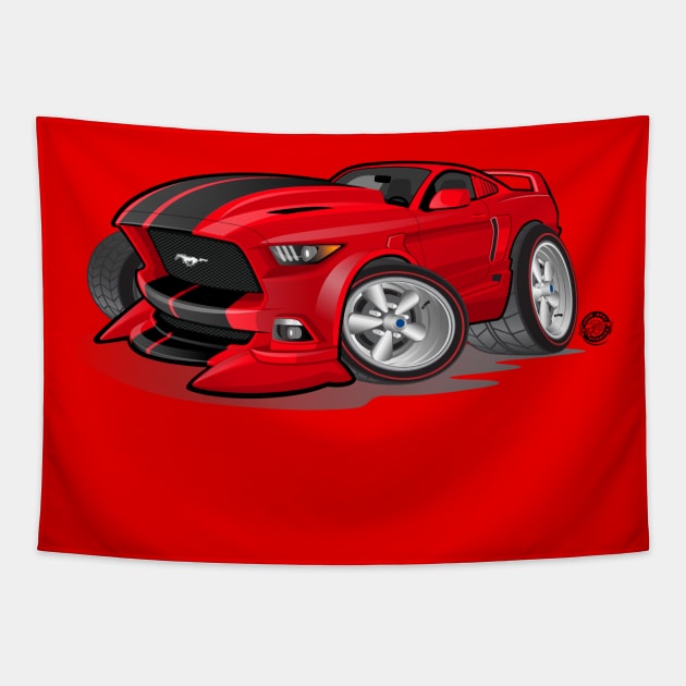 Wild Mustang Red Tapestry by Goin Ape Studios