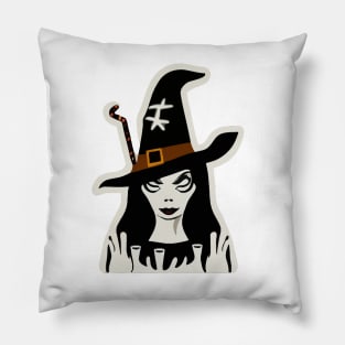 Spooky Witch Halloween Design Pillow