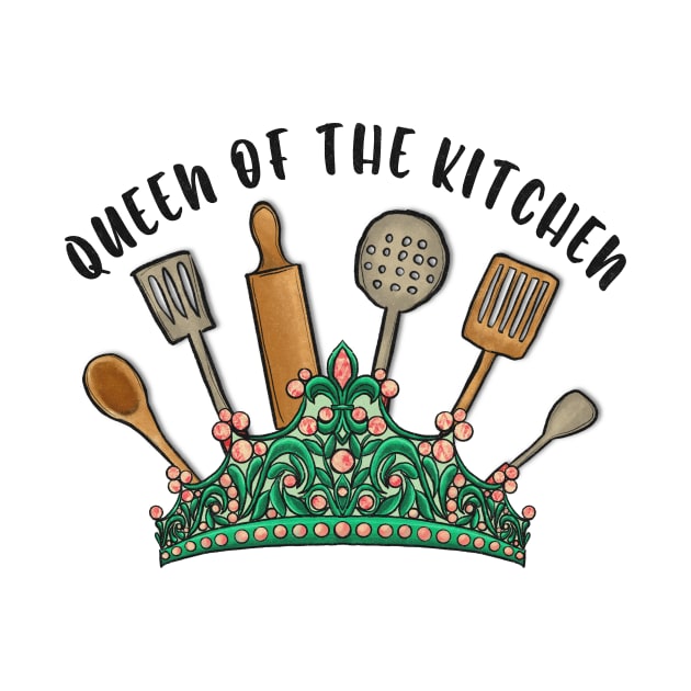 crown with kitchen tools queen of the kitchen vintage kitchen art by Ballari