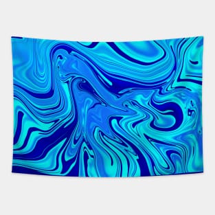 Light and Dark Blue Digital Fluid Art Tapestry