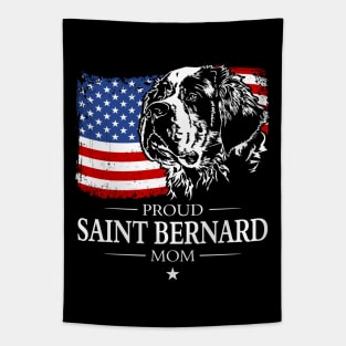 Proud Saint Bernard Dog Mom American Flag patriotic dog Tapestry
