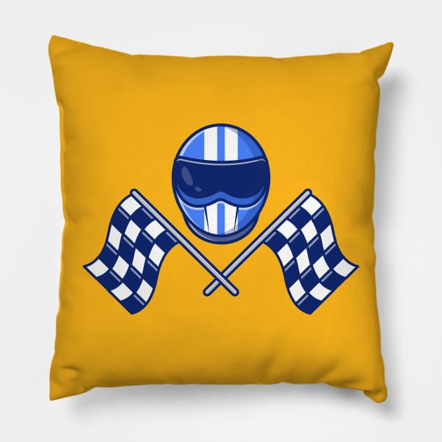 Helmet And Racing Flag Pillow by Catalyst Labs