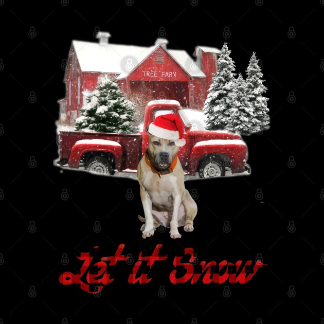 Pitbull Let It Snow Tree Farm Red Truck Christmas by cyberpunk art