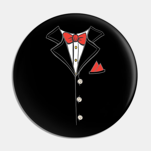 Tuxedo Red Bowtie Wedding Three Piece Suit Pin by HappyGiftArt