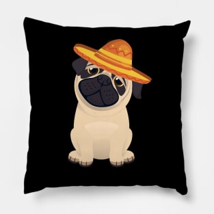 Cute dog pug mexico cinco de mayo Pillow