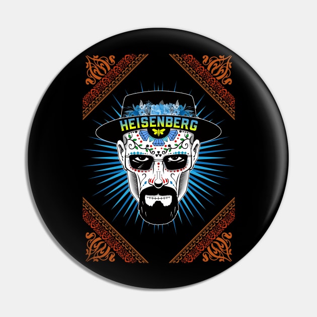 Heisenberg Sugar Skull with Border Pin by DavidLoblaw