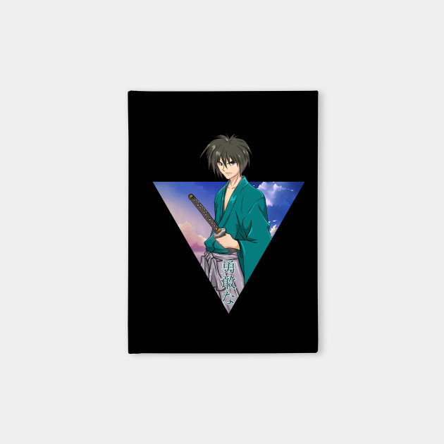 Anime Samurai With Katana Sword Japanese Kanji Writing In Triangle Anime Samurai Notebook Teepublic