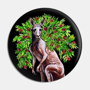 Kangaroo with Bottlebrush - Native Australian Christmas Pin