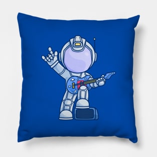 rock n roll astronaut holding guitar Pillow