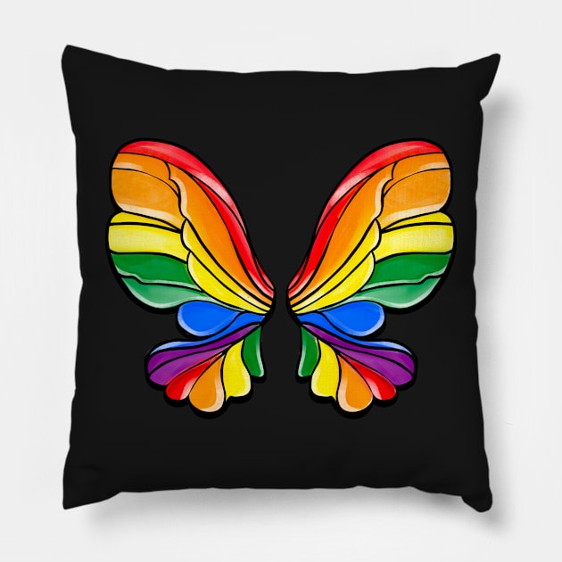 Gay Pride Rainbow Butterfly Wings Back Design T-Shirt, Phone Case and Others Pillow by SusanaDesigns