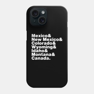 Continental Divide Trail States (White Font) Phone Case