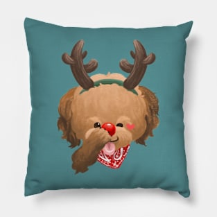 Poodle Dog the Reindeer Pillow