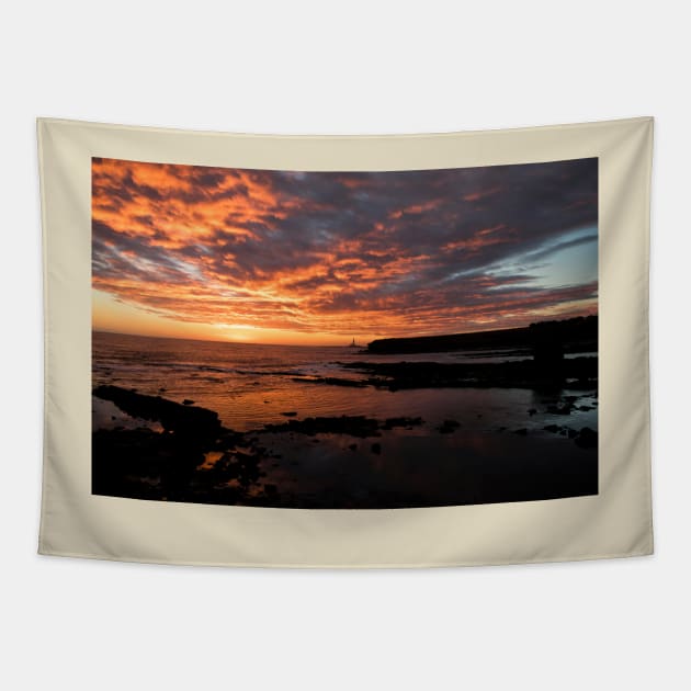 Sunrise over Collywell Bay Tapestry by Violaman