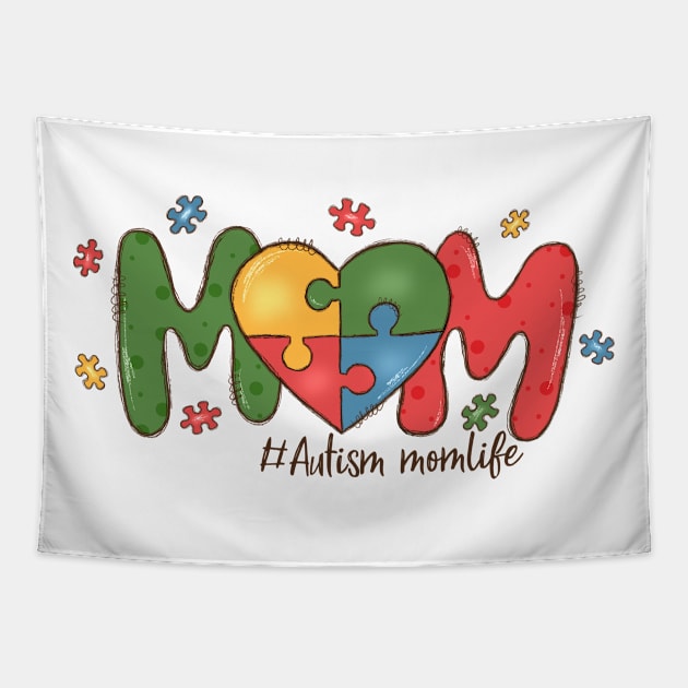 Autism Mom Life Autism Awareness Gift for Birthday, Mother's Day, Thanksgiving, Christmas Tapestry by skstring