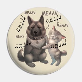 wolf dog and cat love Pin