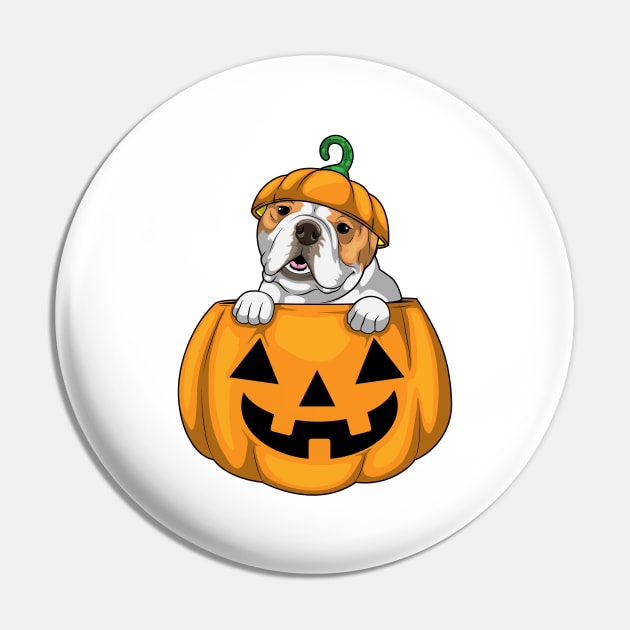 English bulldog Halloween Pumpkin Pin by Markus Schnabel