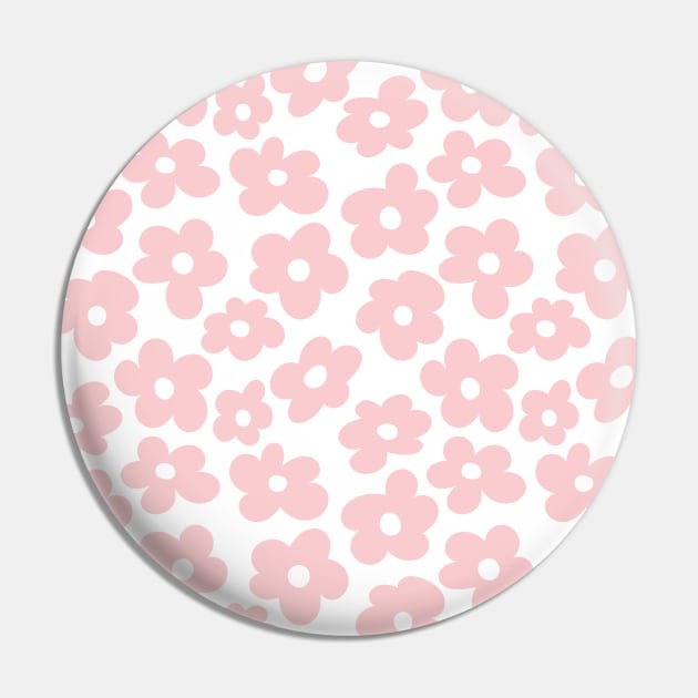 Aesthetic Pink Flowers Retro Daisy Pin by YourGoods