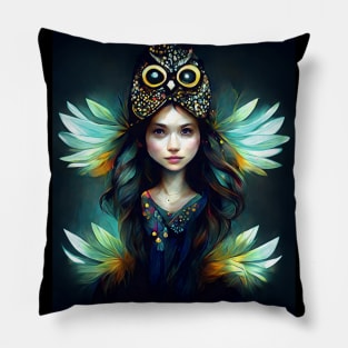 Fairy Owl Girl Pillow