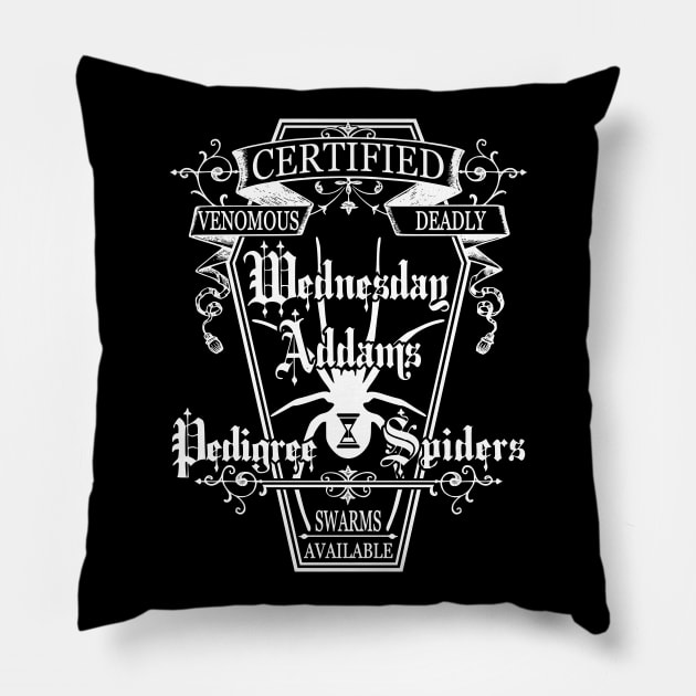 Wednesday Addams Pedigree Spiders Pillow by RavenWake